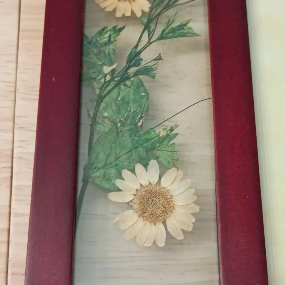 Vintage Kenrich Wood Works Collection Dried Flowers Wood Picture Frame